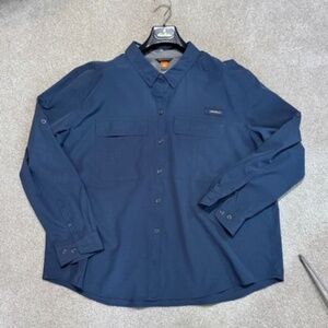 Eddie Bauer Womens UPF Vented Guide Shirt Long SL Roll Tab Dk Blue Reg 2XL